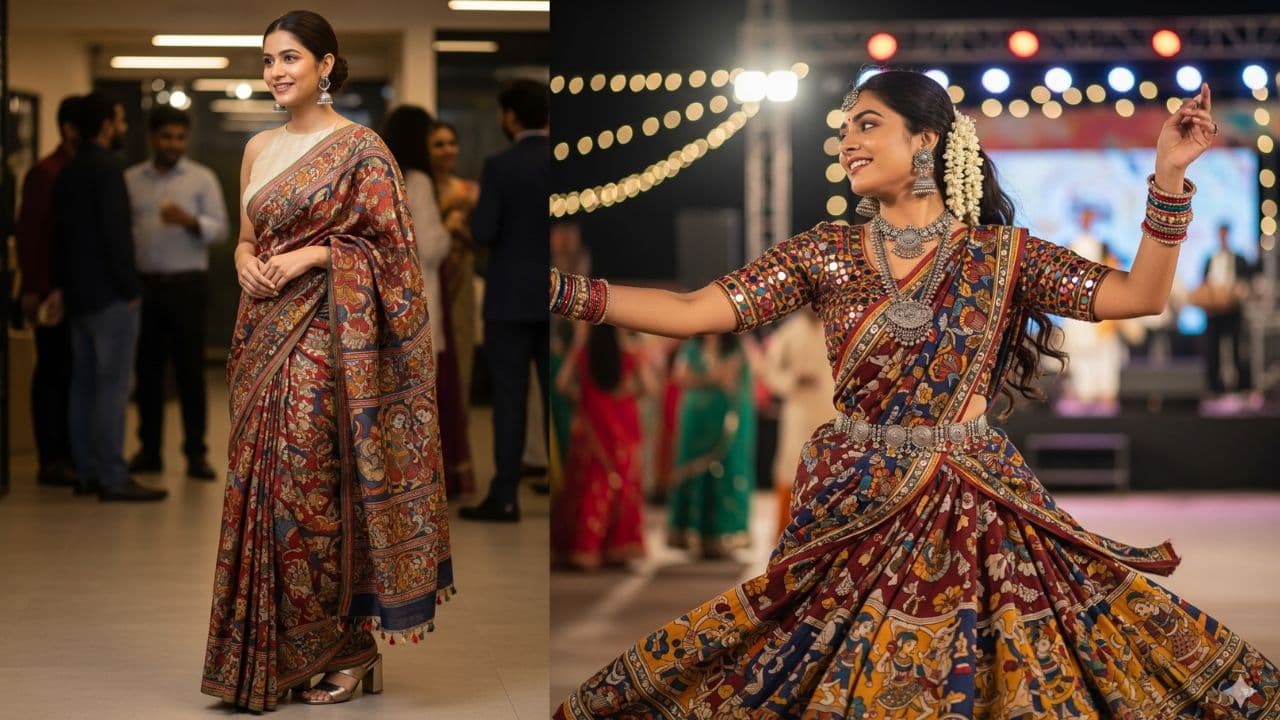 easy kalamkari saree styling tips