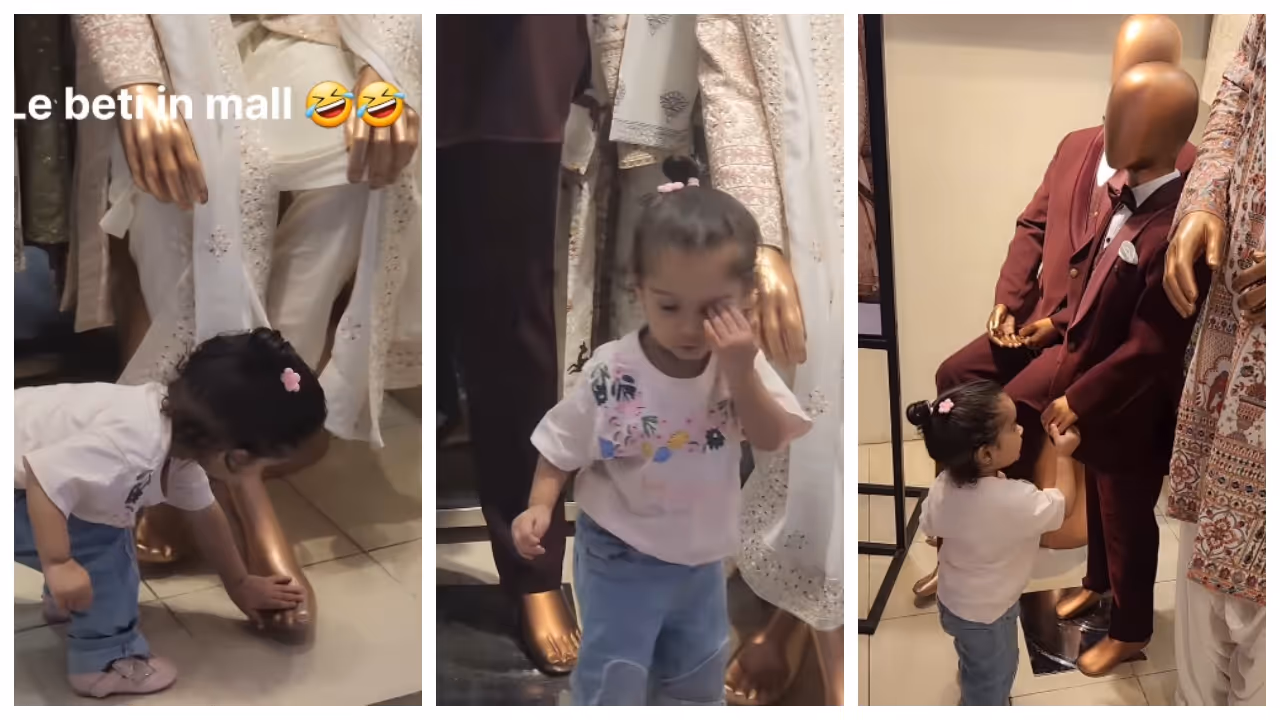little girl mistakes mannequins for real people at mall