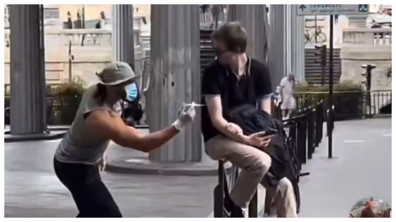 French prankster who carried out a syringe attack