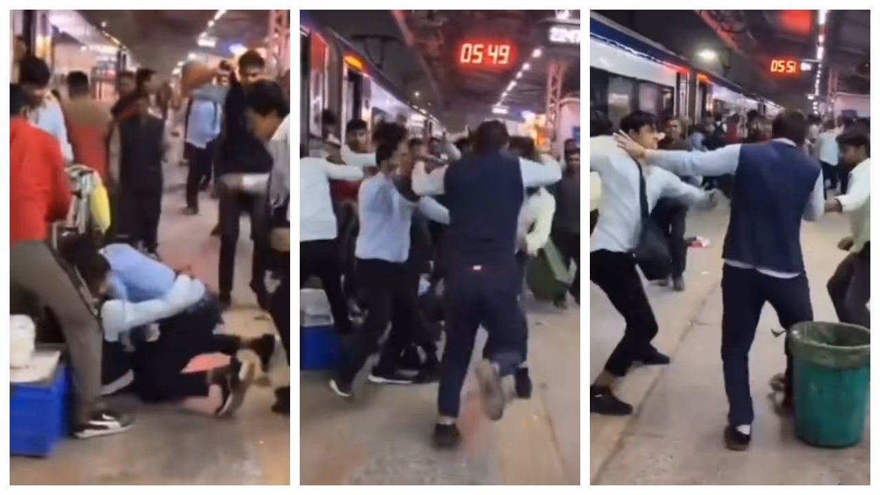 IRCTC employees clashing on Vande Bharat train IRCTC employees clashing on Vande Bharat train