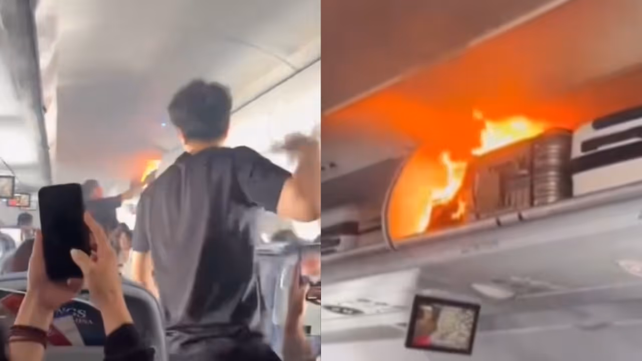 Air China Flight fire Video Air China Flight fire Video