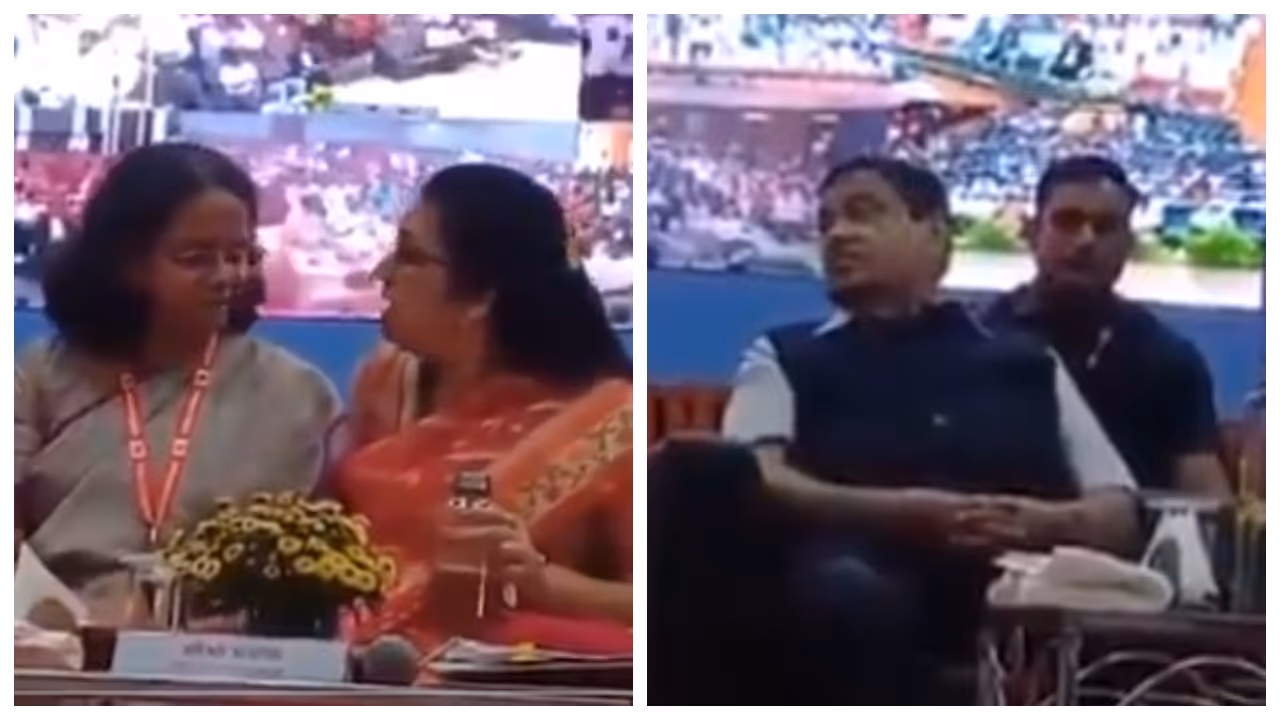 female officer fighting with Nitin Gadkari on stage female officer fighting with Nitin Gadkari on stage