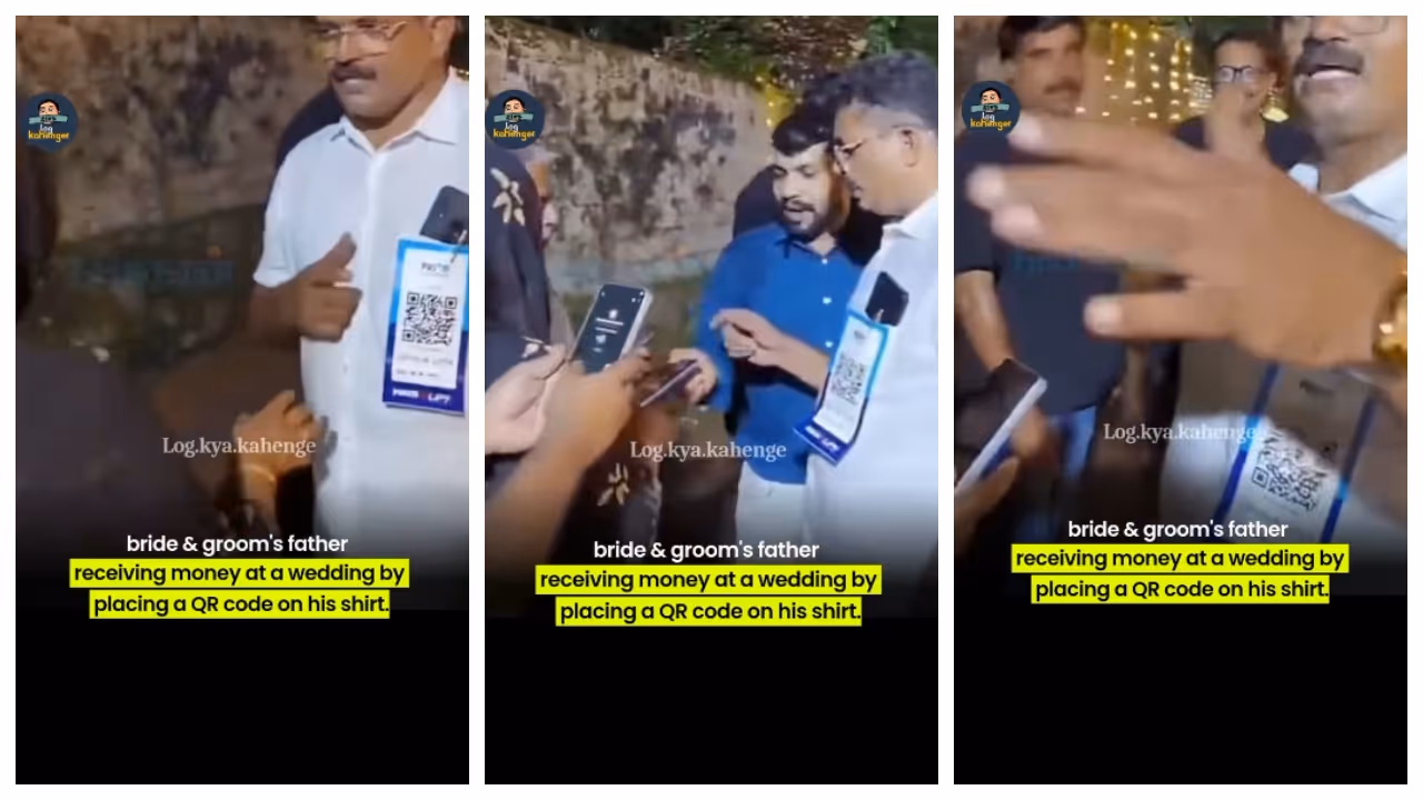 Viral Video Father wears QR code for daughters wedding Viral Video Father wears QR code for daughters wedding