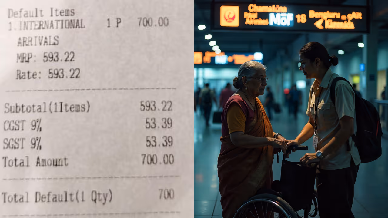 Elderly passenger at Bengaluru Airport