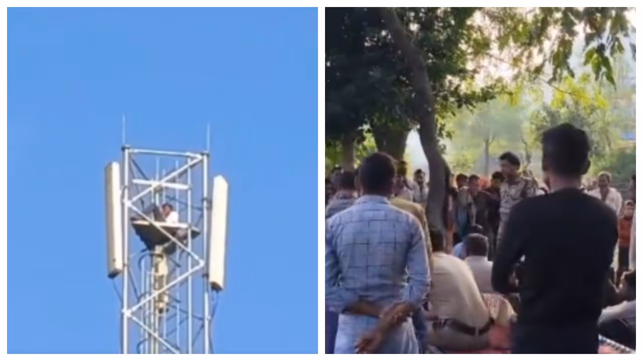 Youth climbing 150 feet high mobile tower