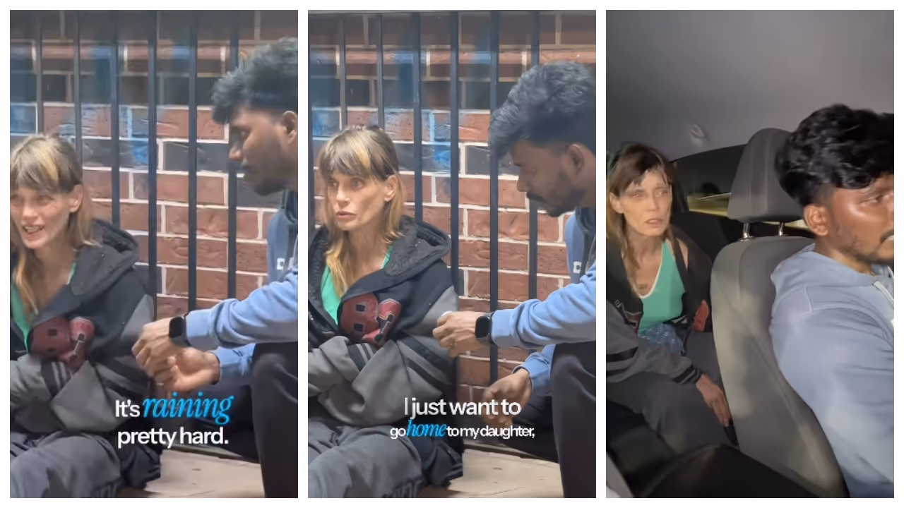 Indian youths in us helps paralysed woman she stuck in rain Indian youths in us helps paralysed woman she stuck in rain