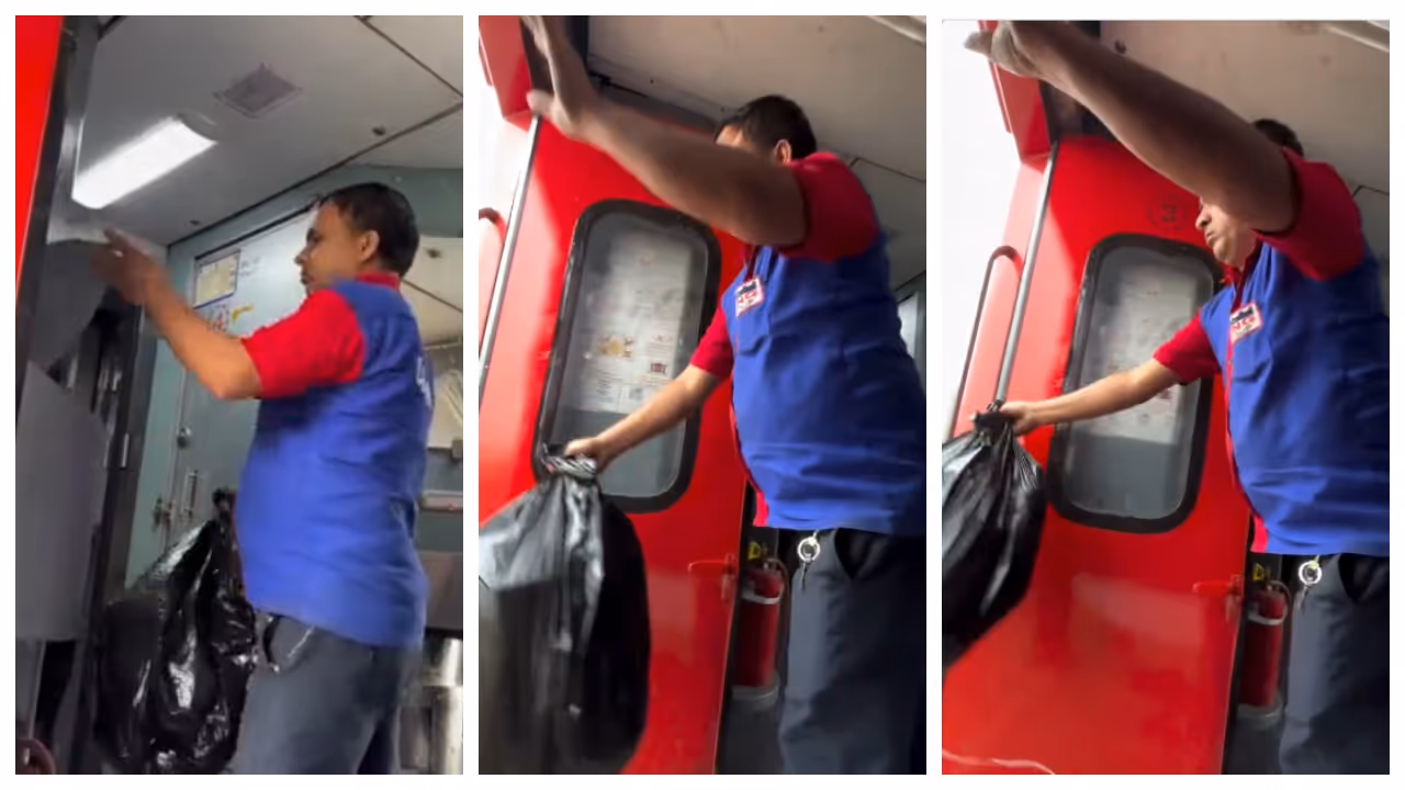 Housekeeping Staff Throws Garbage From Moving Train Housekeeping Staff Throws Garbage From Moving Train