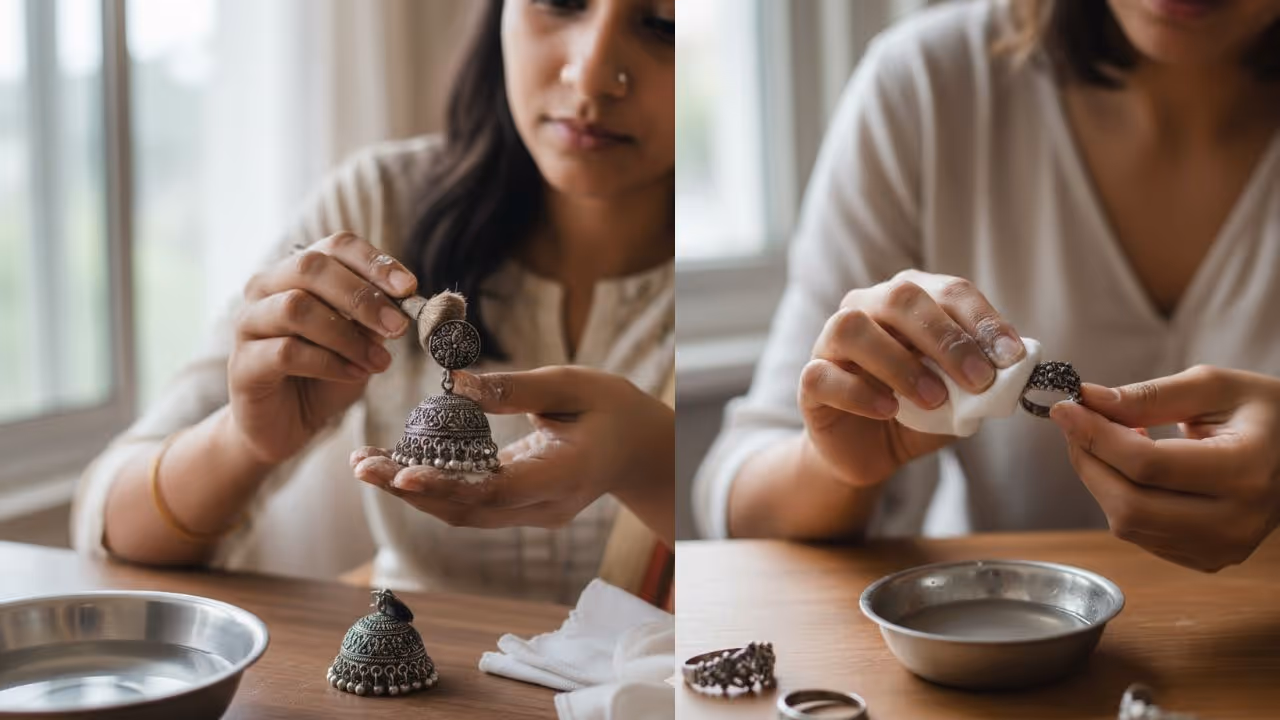 How to shine oxidized jhumka