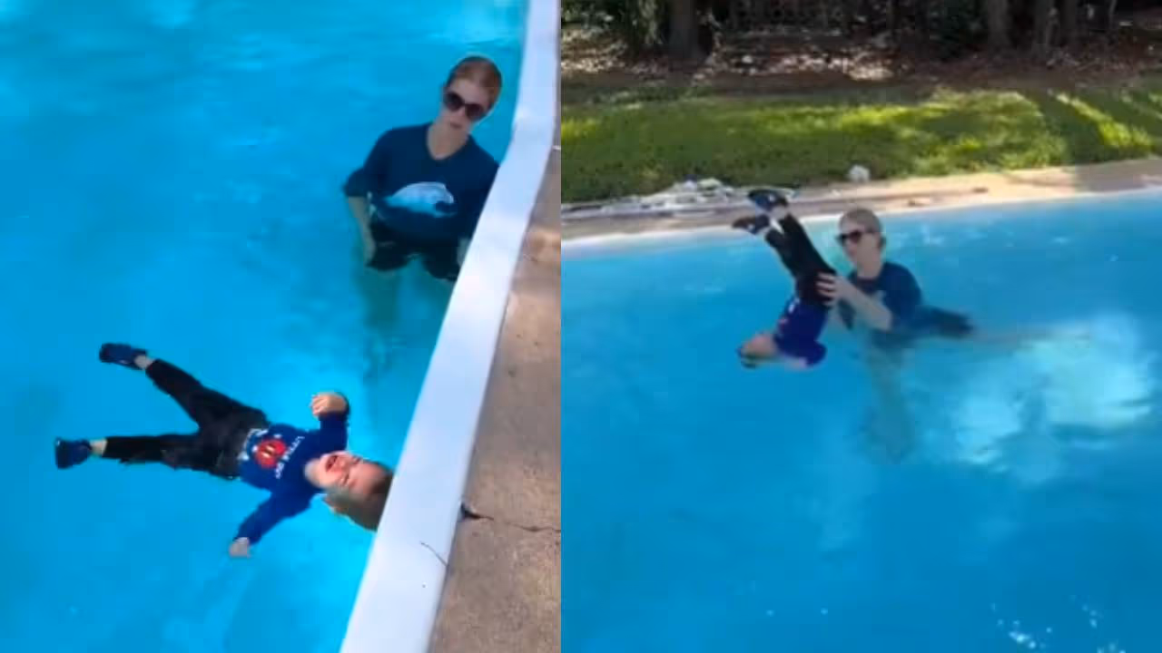 viral baby pool throw video