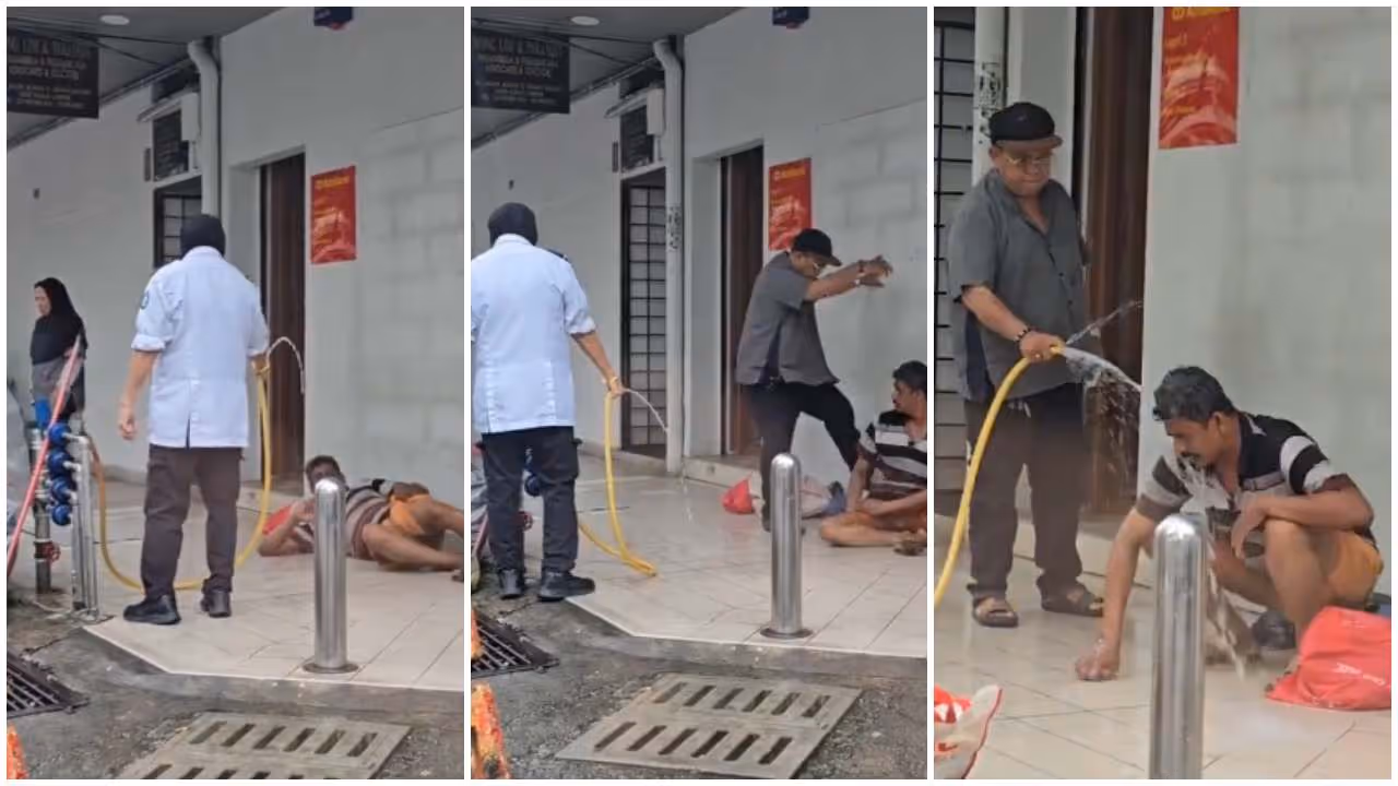 Indian man humiliated for sleeping outside a Bank in Malaysia