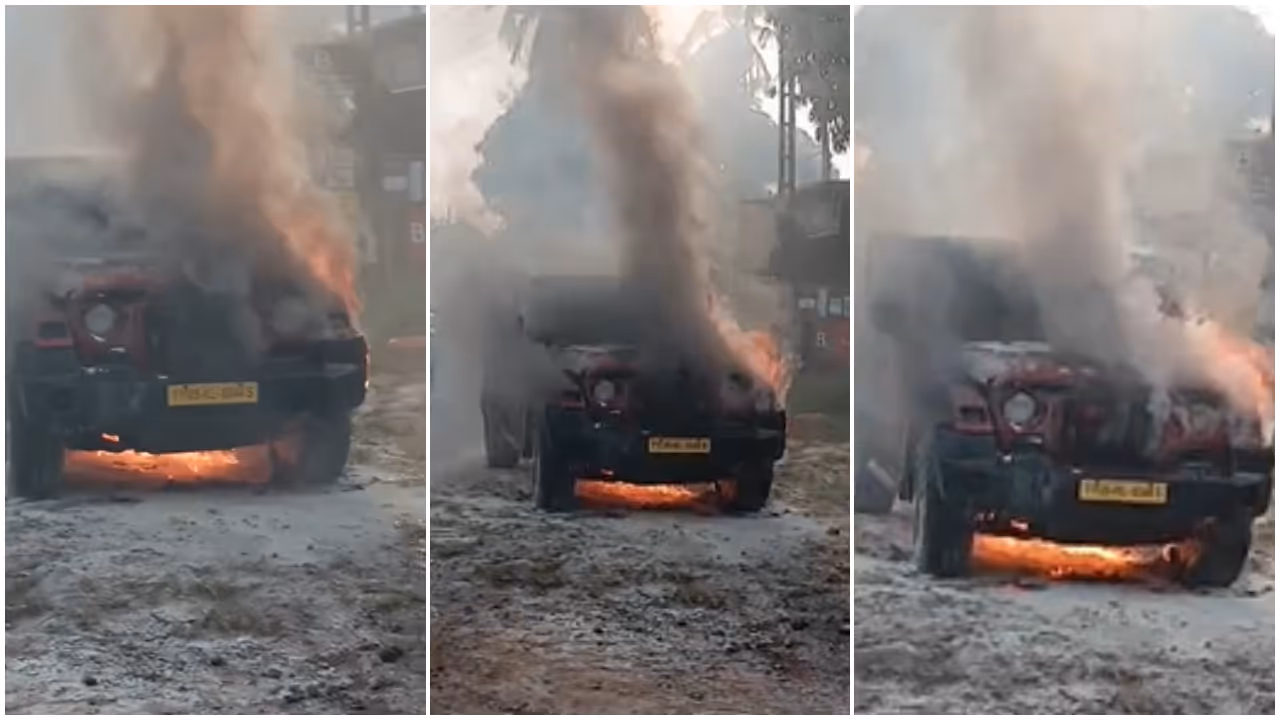 Mahindra Thar burnt
