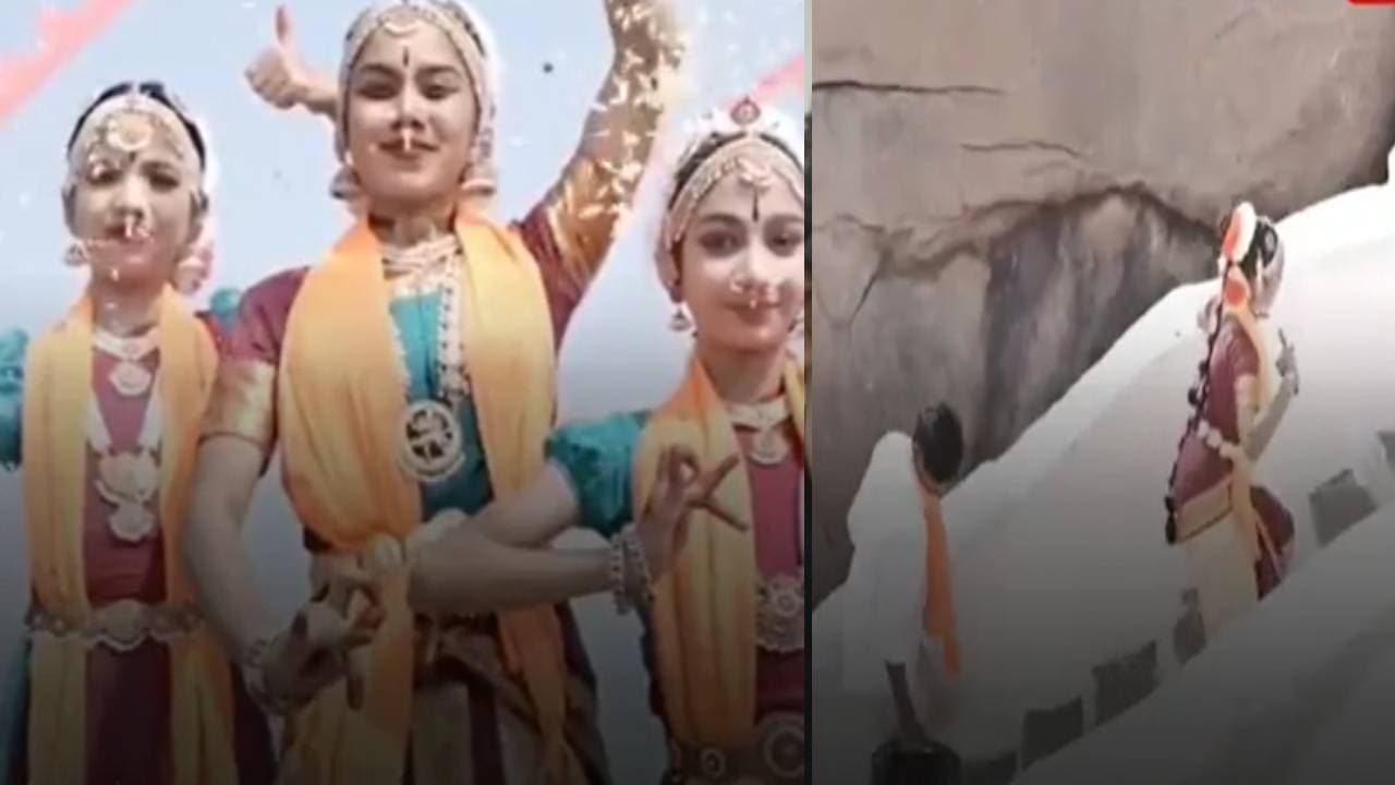 girl climbs of Hampi Anjanadri temple girl climbs of Hampi Anjanadri temple