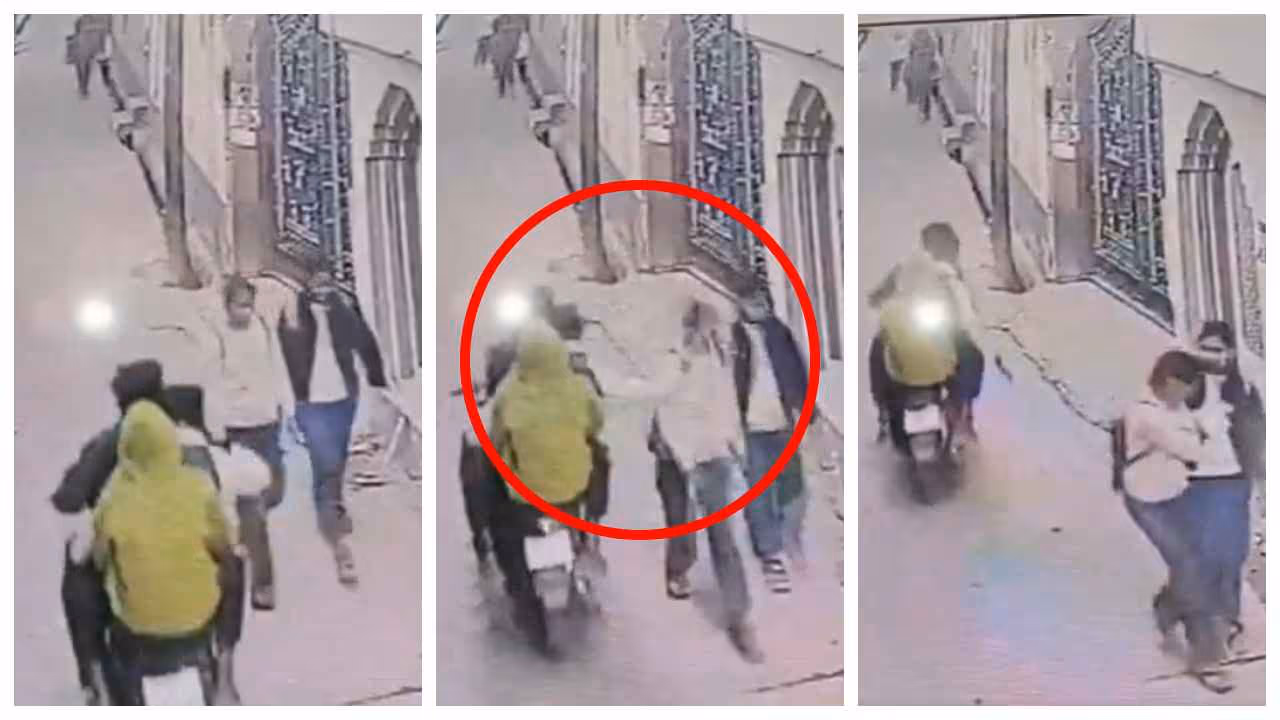 Biker hits oncoming girl in the face Biker hits oncoming girl in the face