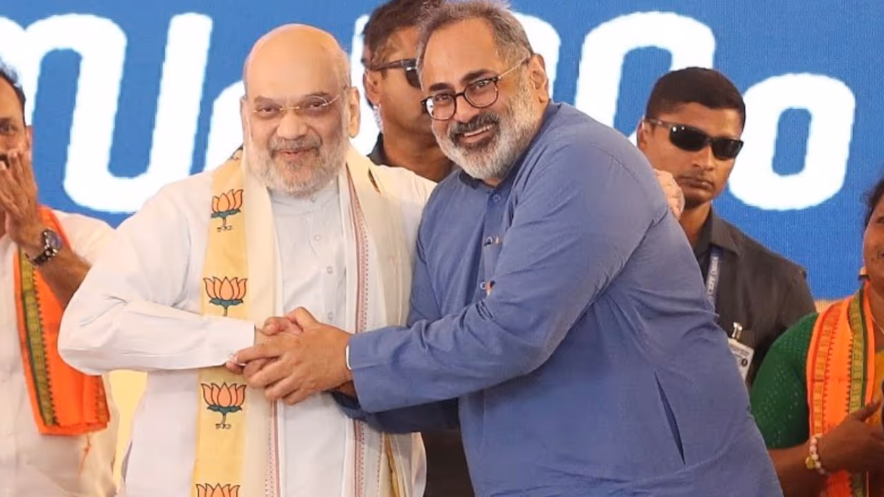 Amit shah with Rajeev Chandrasekhar Amit shah with Rajeev Chandrasekhar