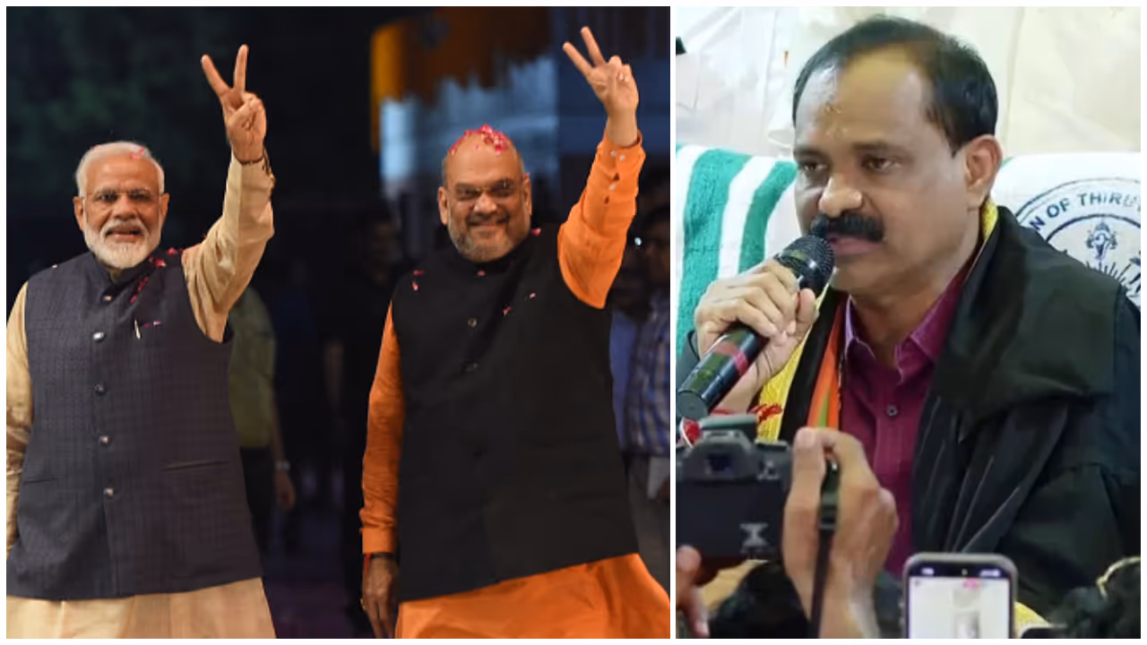 PM MODI AMIT SHAH VV RAJESH PM MODI AMIT SHAH VV RAJESH