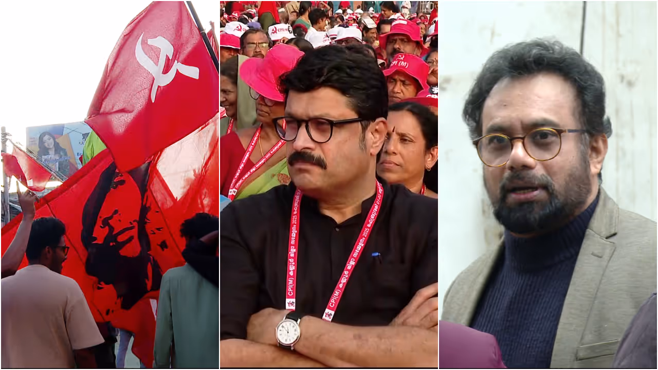 cpm flag, mv nikesh kumar, john brittas cpm flag, mv nikesh kumar, john brittas