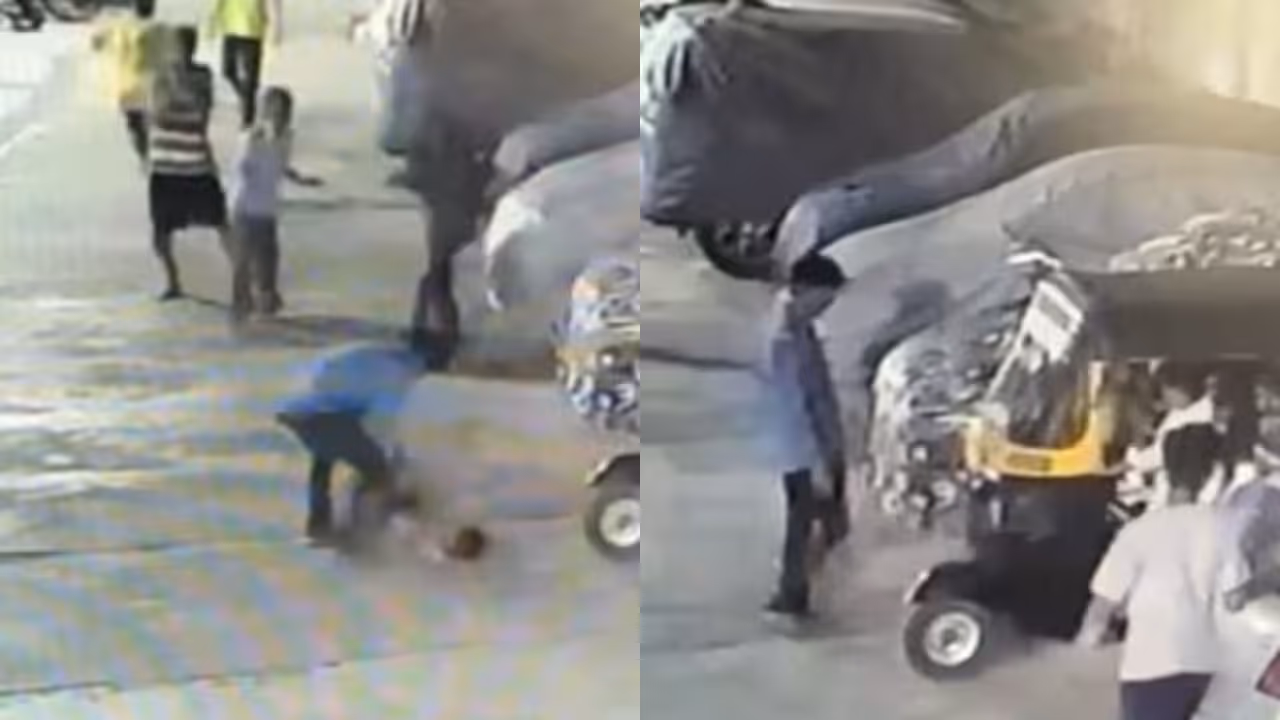 CCTV footage of a man assaulting a child in Vasai Maharashtra CCTV footage of a man assaulting a child in Vasai Maharashtra