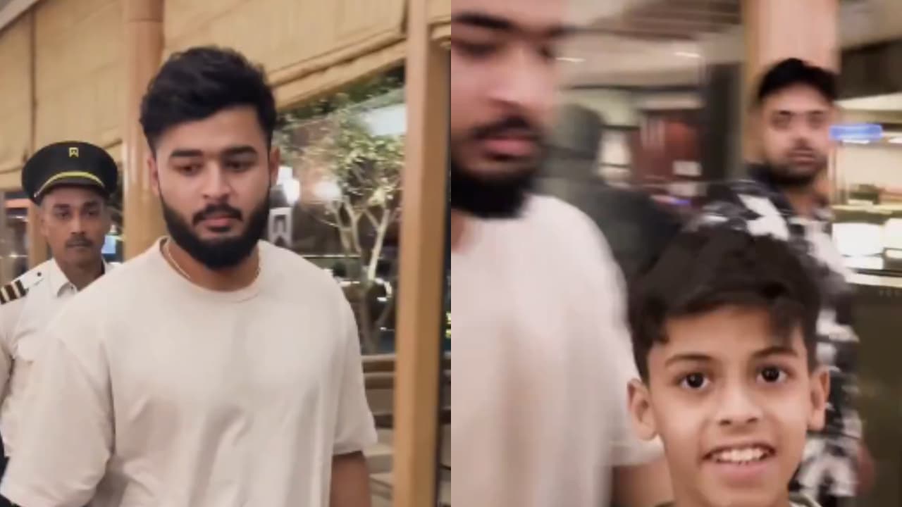 Riyan Parag with Young Fan Riyan Parag with Young Fan