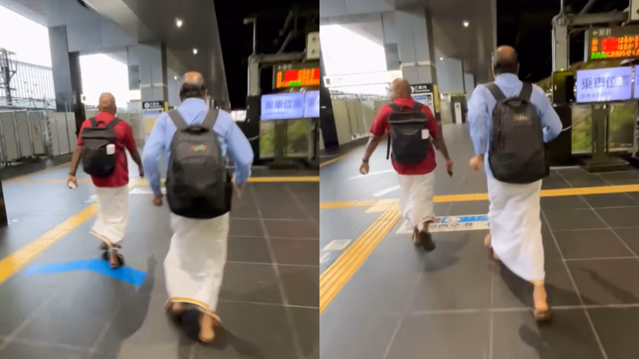 Sridhar Vembu wears veshti while catching train in Japan Sridhar Vembu wears veshti while catching train in Japan