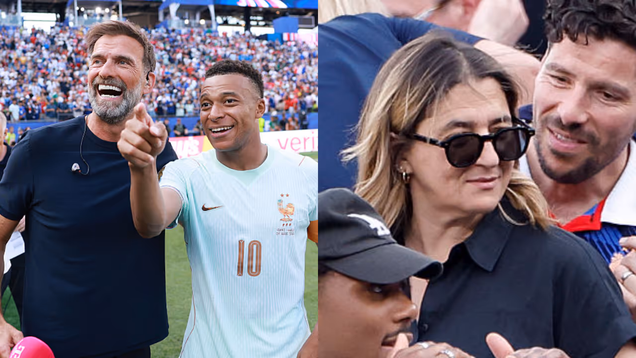 Jurgen Klopp, Kylian Mbappe and his Mother Fayza Lamari Jurgen Klopp, Kylian Mbappe and his Mother Fayza Lamari