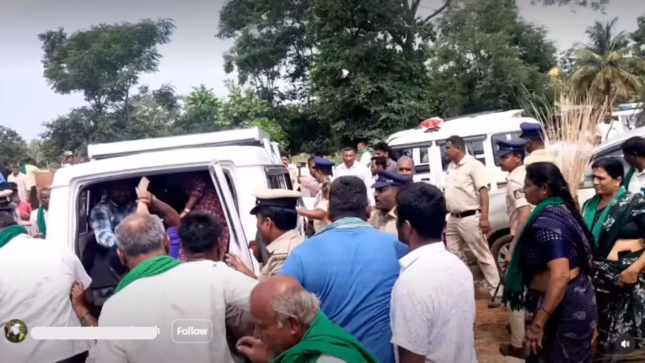 Bidadi Township Farmers Attack Govt officials Bidadi Township Farmers Attack Govt officials