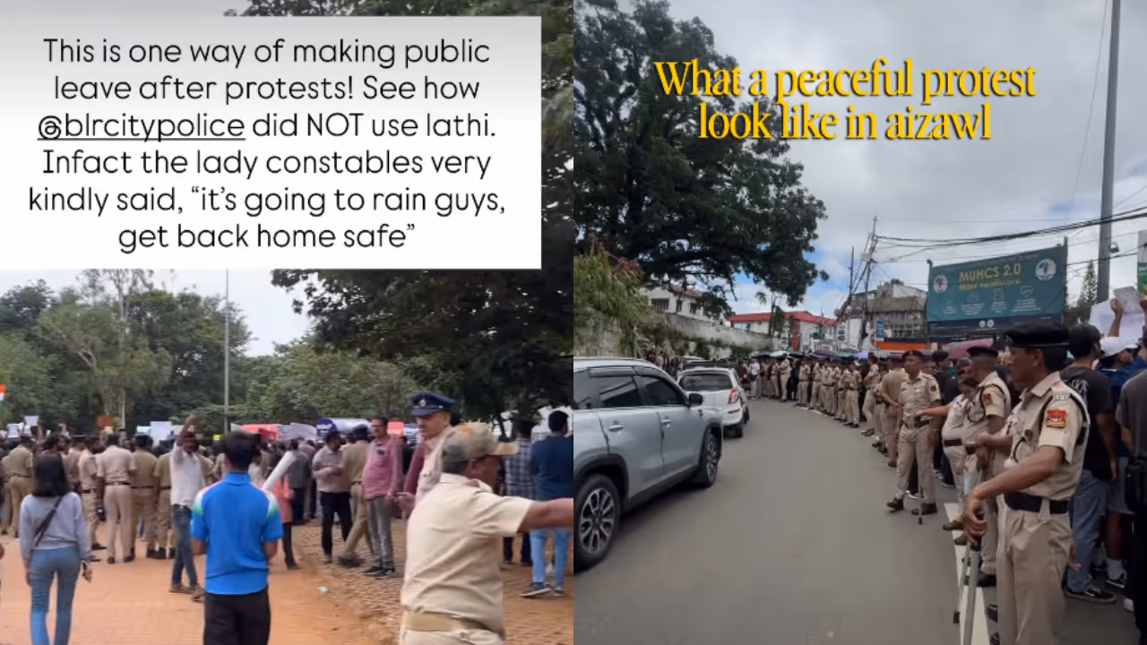 Viral protest videos praise calm police crowd management Viral protest videos praise calm police crowd management