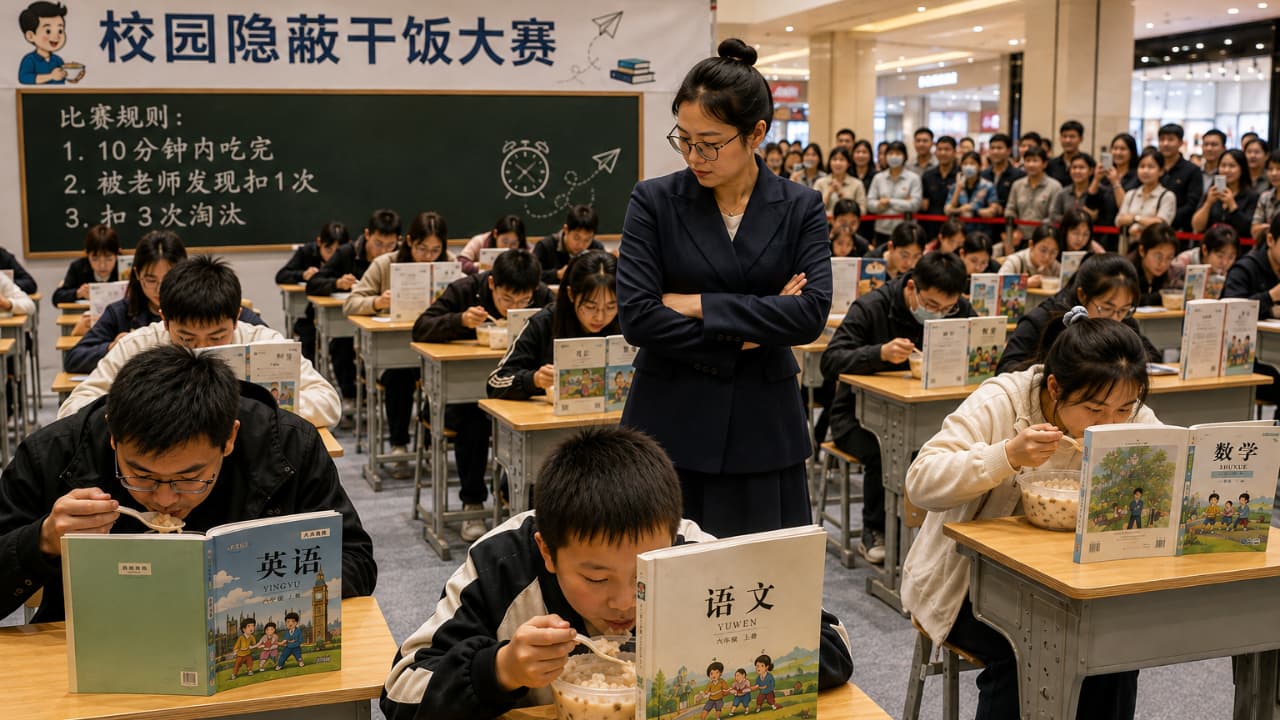 China's 'Sneak Eating' Contest at a Mall Goes Viral China's 'Sneak Eating' Contest at a Mall Goes Viral
