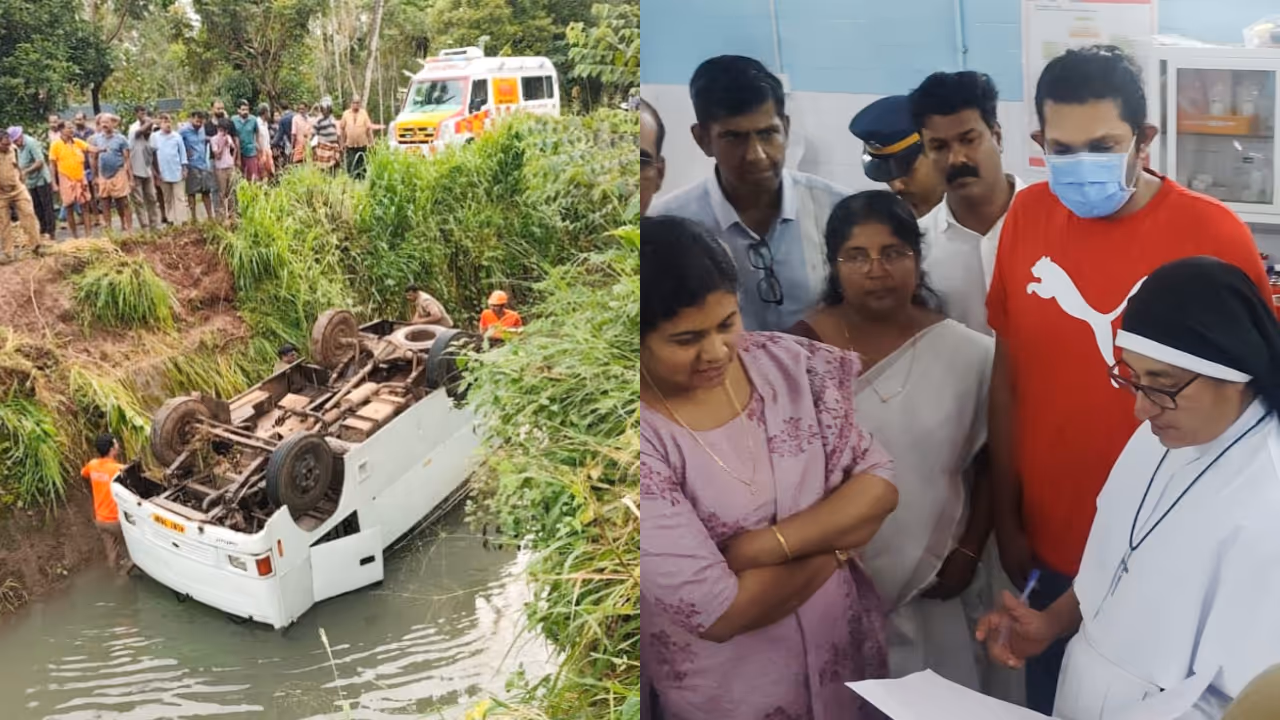 school van falls into canal in thrissur 27 students injured school van falls into canal in thrissur 27 students injured