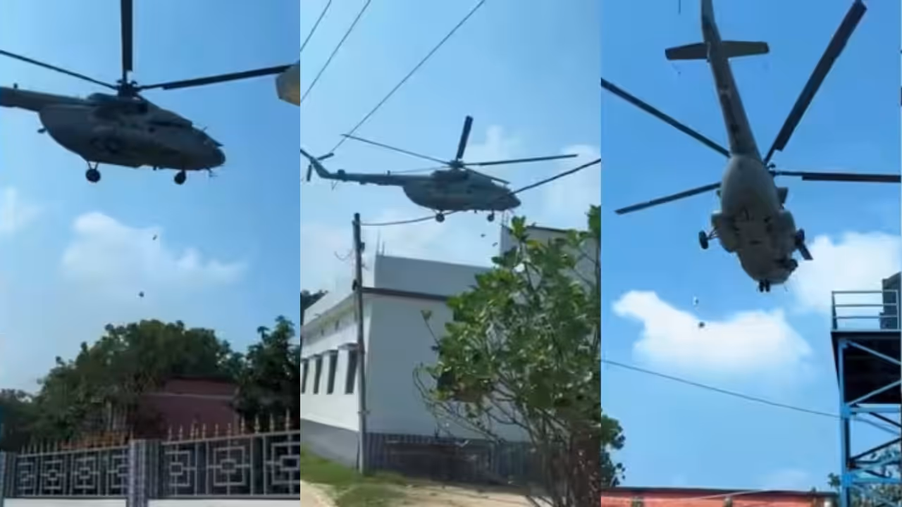 Relief Materials air dropped from helicopter kills elderly man in Bihar Relief Materials air dropped from helicopter kills elderly man in Bihar