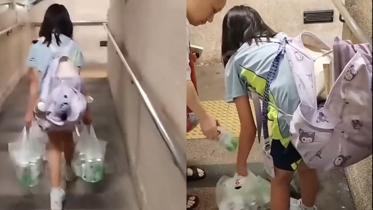 Hong Kong Girl Filmed Carrying Heavy Beer Cans Hong Kong Girl Filmed Carrying Heavy Beer Cans