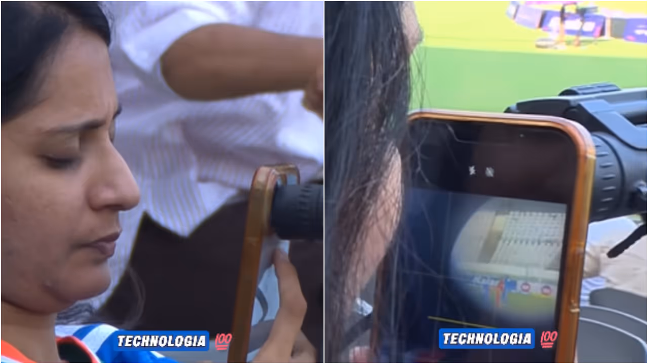 Indian Female Spectator Unique Camera Setup During IND W vs ZIM W 1st ODI Indian Female Spectator Unique Camera Setup During IND W vs ZIM W 1st ODI