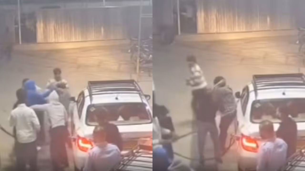 CCTV Footage Shows A Mob Attacking Petrol Pump Staff In Dehradun CCTV Footage Shows A Mob Attacking Petrol Pump Staff In Dehradun