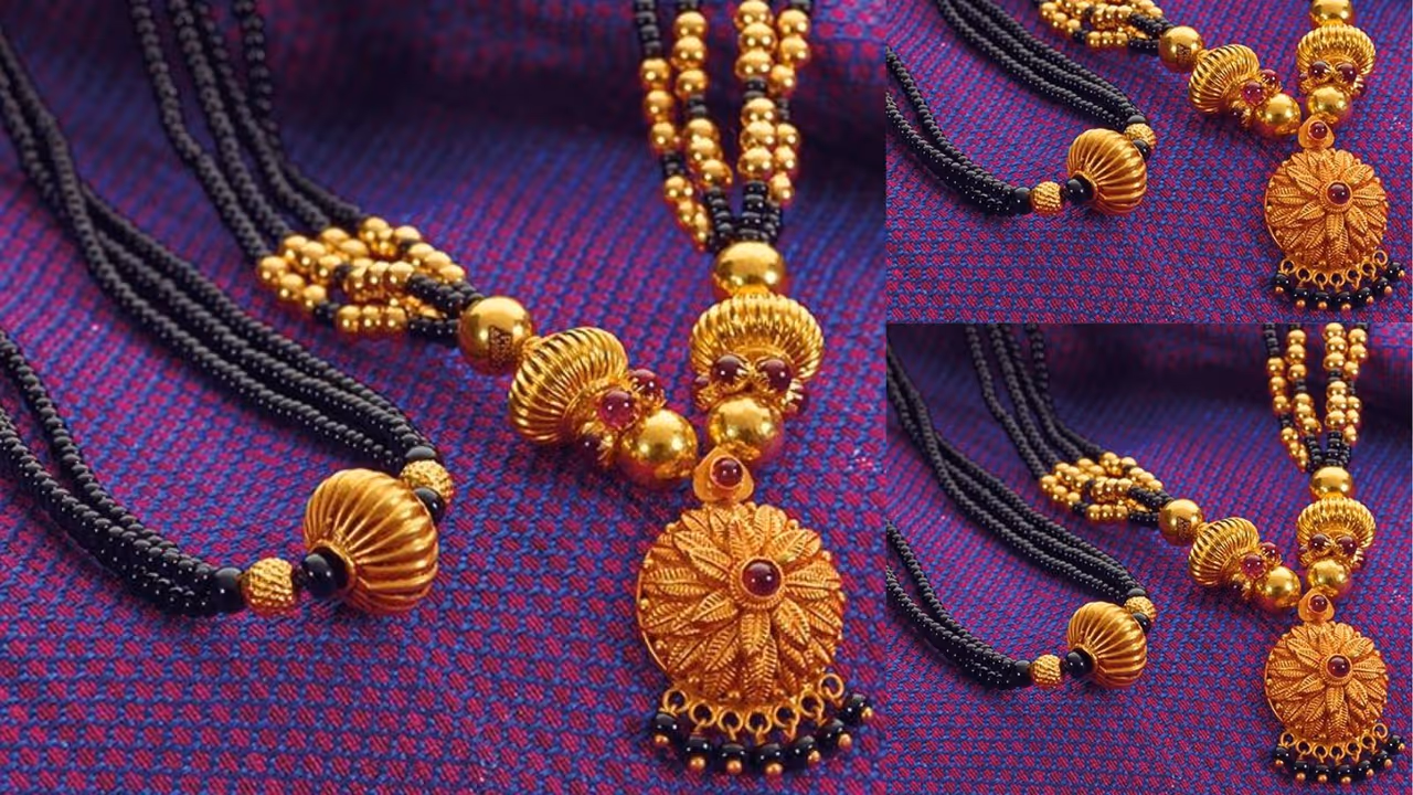 Latest black and gold beads mangalsutra designs for daily wear