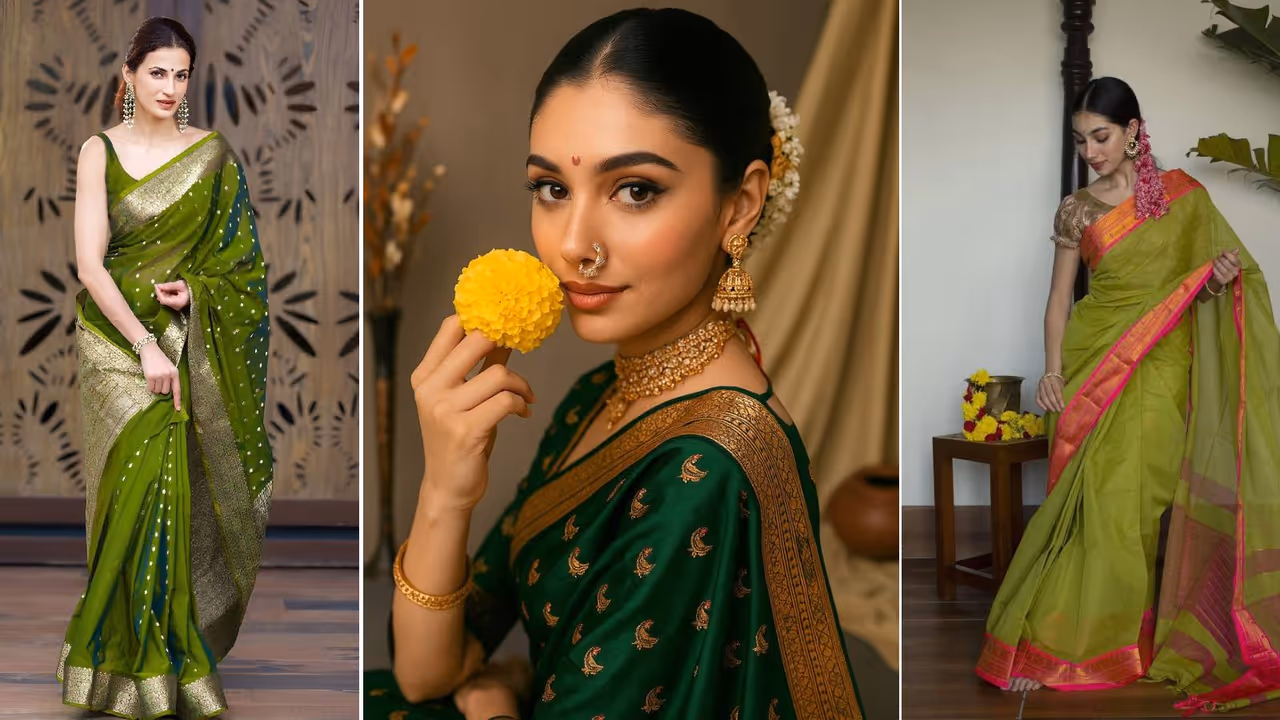 green sarees for Teej 2025