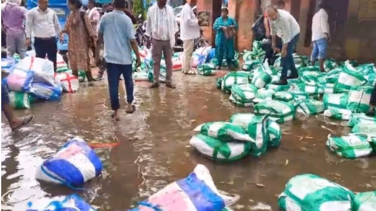 viral video of exam papers in rainwater sparks controversy in bihar viral video of exam papers in rainwater sparks controversy in bihar
