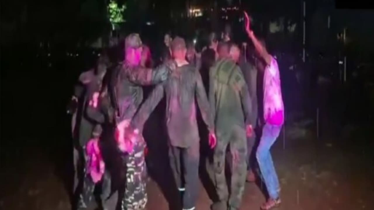 DRG jawans celebrate after the successful elimination of 27 naxals DRG jawans celebrate after the successful elimination of 27 naxals