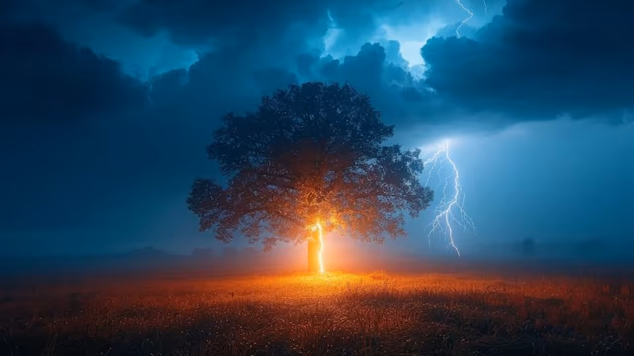 REWA LIGHTNING FELL ON TREE REWA LIGHTNING FELL ON TREE