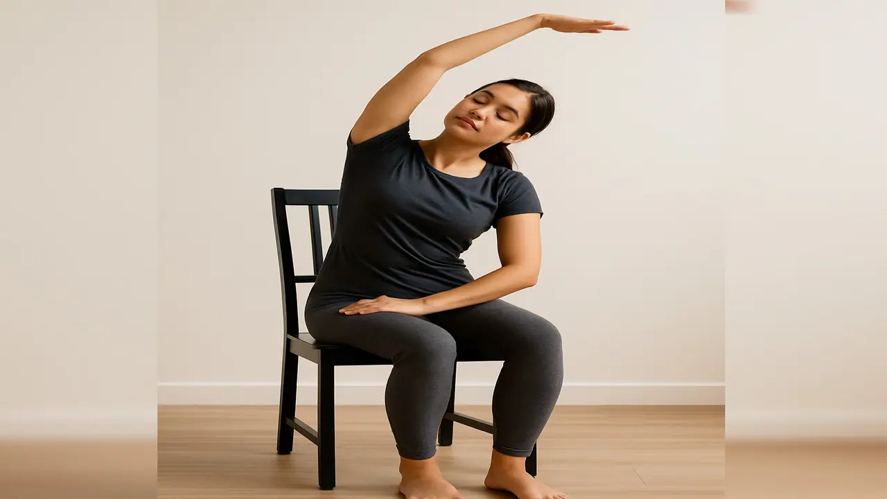 international yoga day 2025 Chair yoga for reduce belly fat in hindi