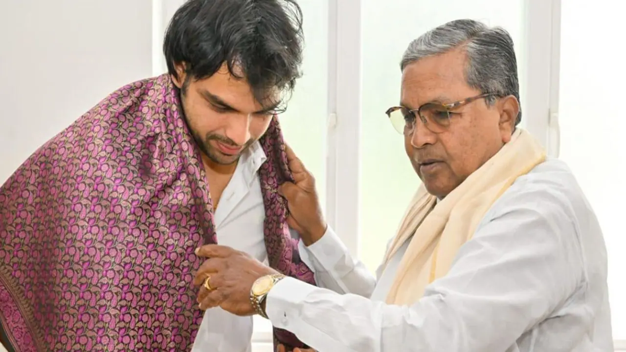 Neeraj Chopra and Karnataka Chief Minister Siddaramaiah
