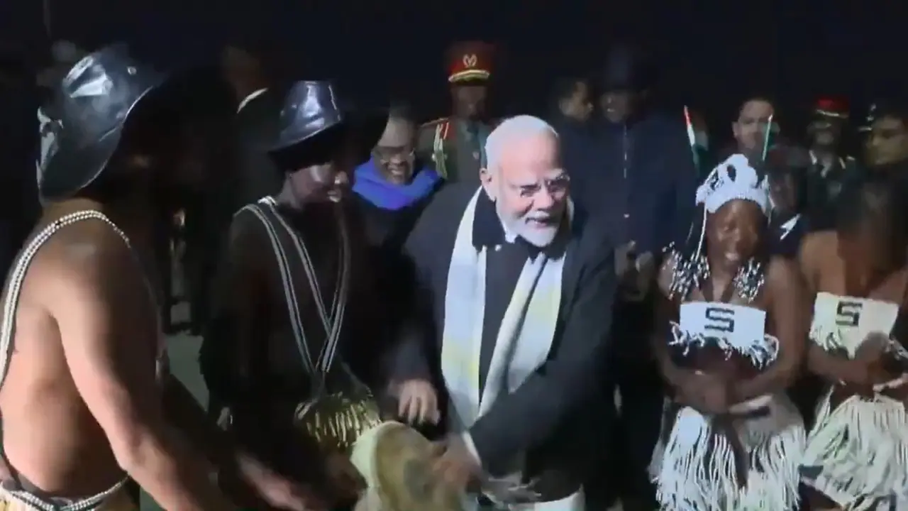 PM Narendra Modi receives ceremonial welcome in Namibia PM Narendra Modi receives ceremonial welcome in Namibia