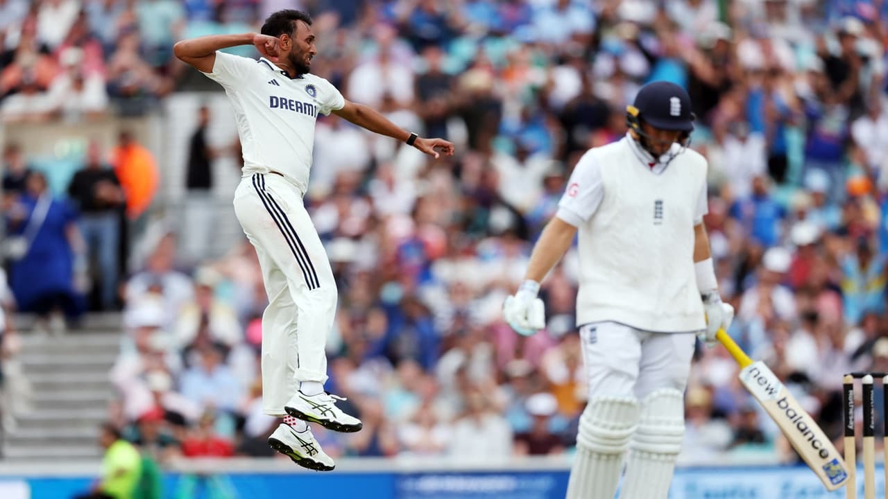 Prasidh Krishna celebrates dismissal Joe Root Prasidh Krishna celebrates dismissal Joe Root
