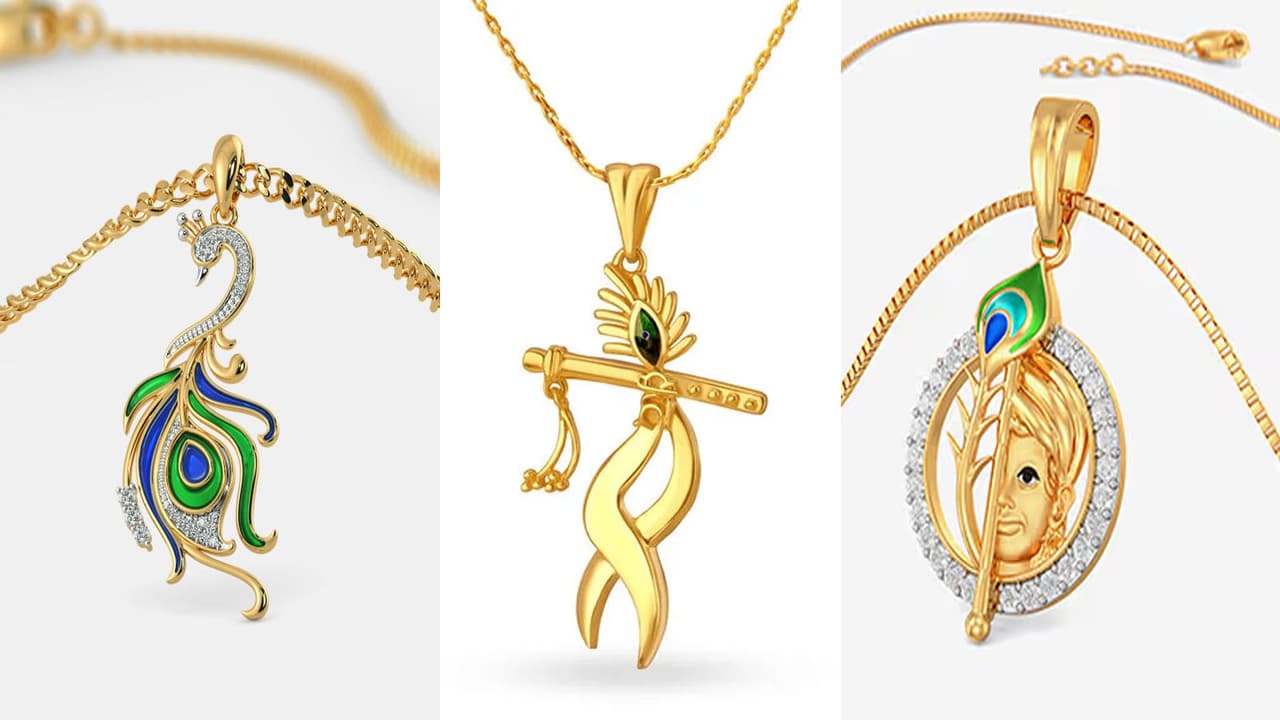 Krishna Pendant 1 Gram Gold Designs for Short Chain 