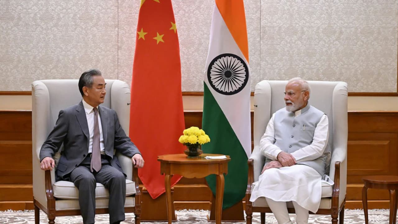 Prime Minister Narendra Modi with Chinese Foreign Minister Wang Yi 