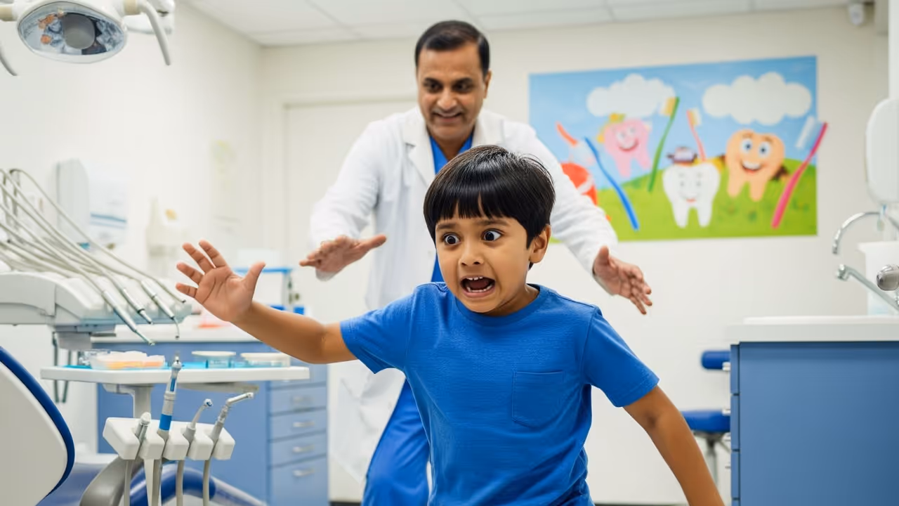 Boy Runs from Dentist Mid Treatment 