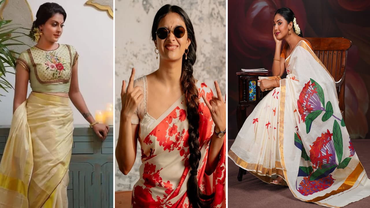 Simple Saree Designs for onam festival 2025
