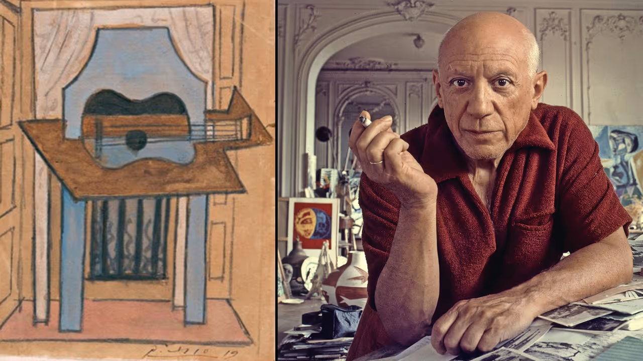 Pablo Picasso painting Still Life with Guitar revcovered