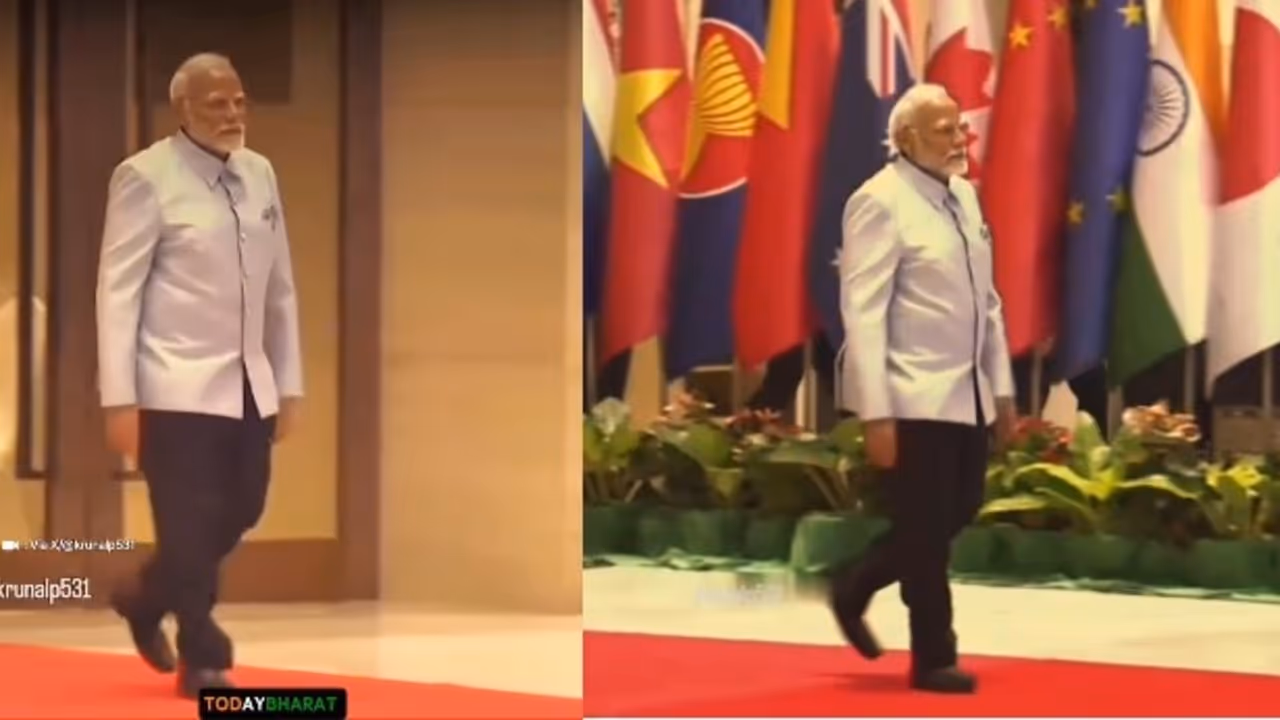 PM Modi Latest Fashion Outfit Silver Blue Bandhgala