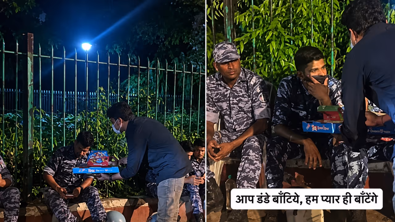 Offer Pizza to RAF Jawans Viral Video Offer Pizza to RAF Jawans Viral Video