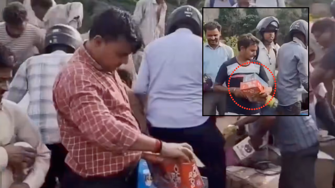 Kanpur Viral Video Crowd Rushes to Collect Discarded Chocolates Police Order Probe Kanpur Viral Video Crowd Rushes to Collect Discarded Chocolates Police Order Probe
