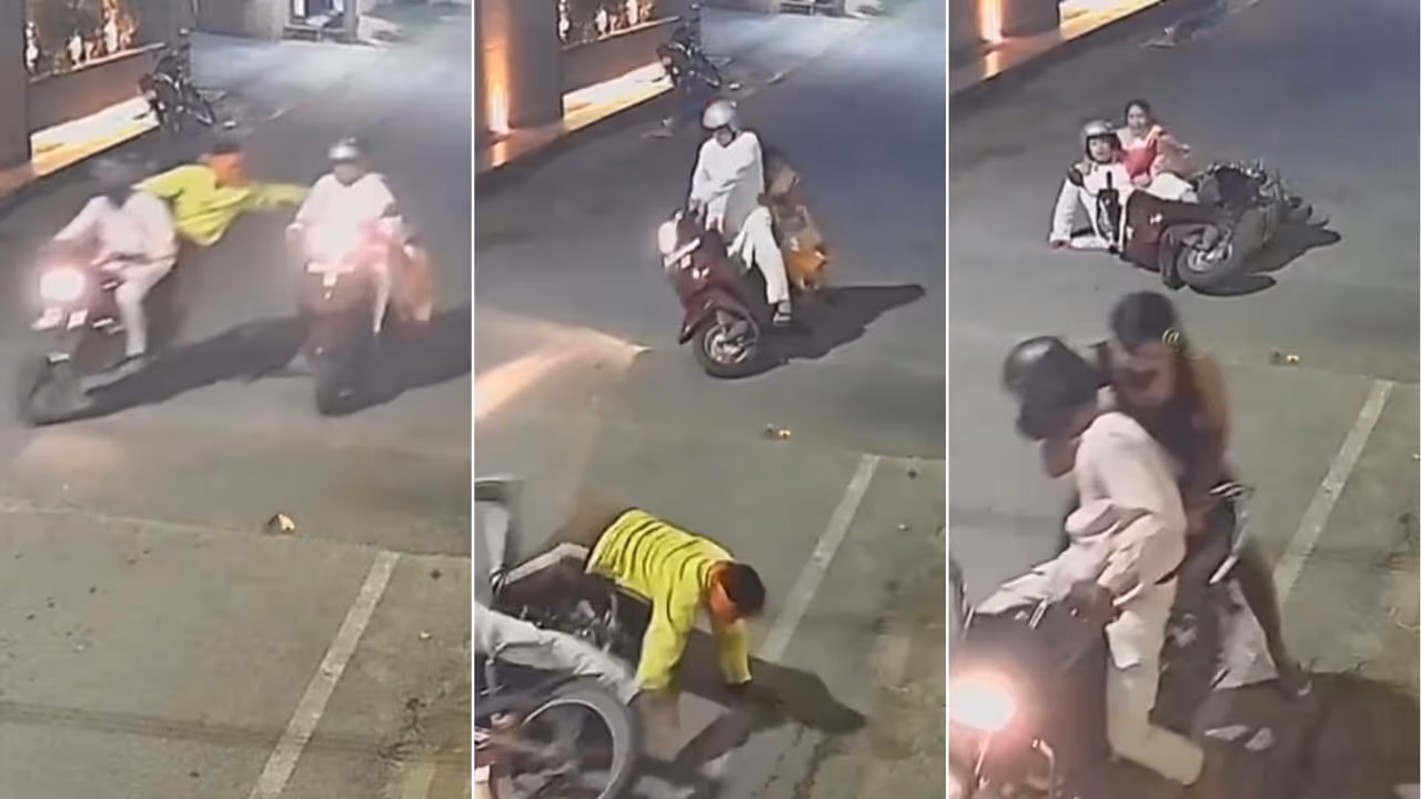 Ajmer chain snatching video Rajasthan Couple Chain Snatching Ordeal Turns Chaotic Motorcycle Crash Foils Escape Ajmer chain snatching video Rajasthan Couple Chain Snatching Ordeal Turns Chaotic Motorcycle Crash Foils Escape